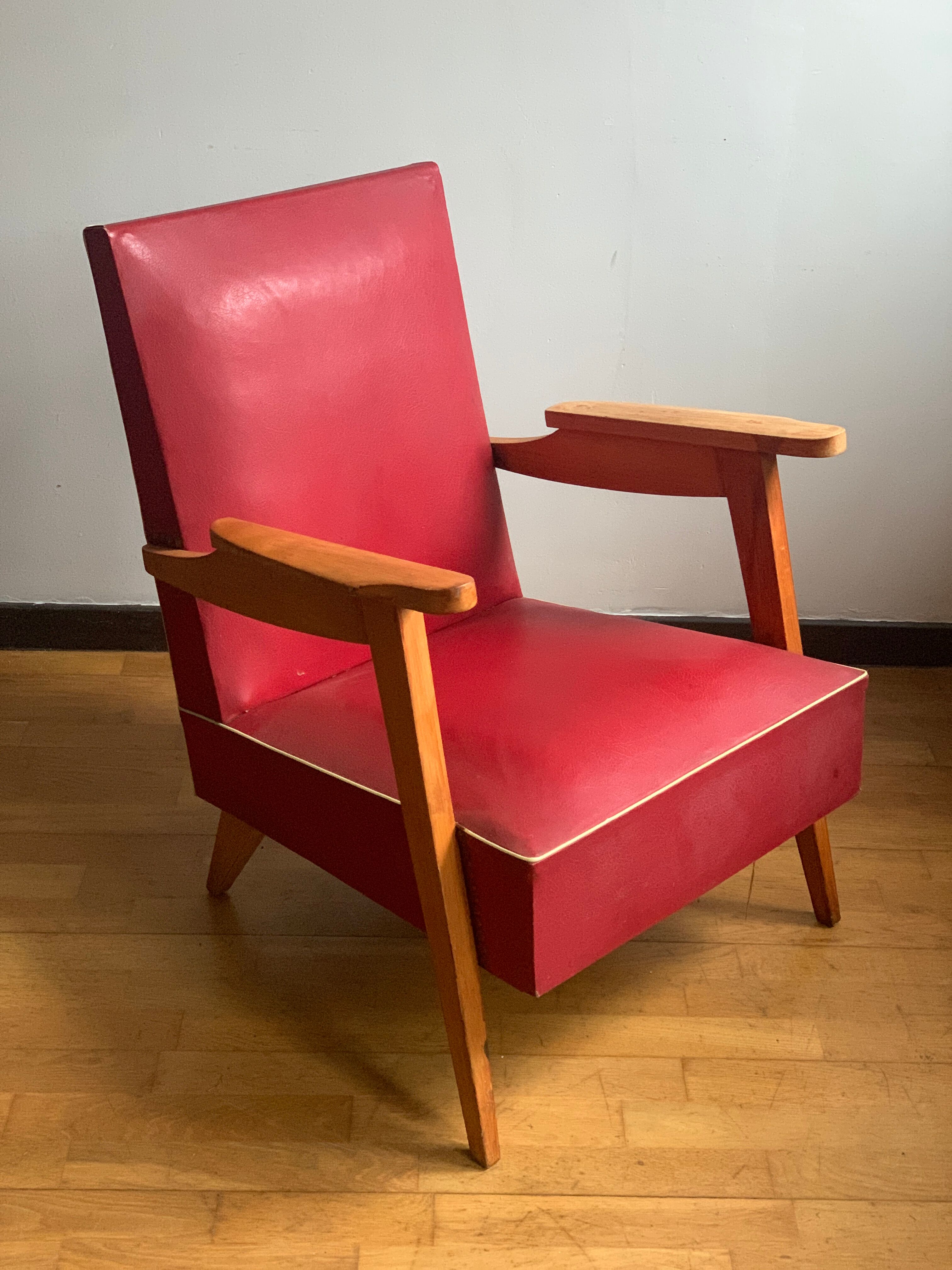 Vintage skaï armchair