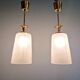 Pair of Mid Century Pendant Lights in Brass and Clear Crackle Glass, 1950s