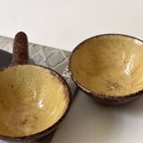 Set of ceres glazed ceramic ramekins, stoneware, france, 1960