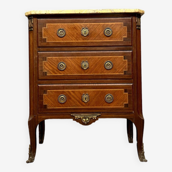 Louis XV / Louis XVI lady's chest of drawers in marquetry circa 1850