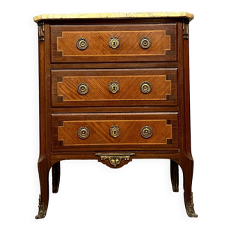 Commode de Dame Louis XV / Louis XVI en marqueterie vers 1850