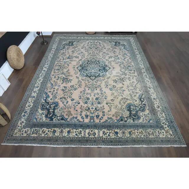 ❤1970s Vintage Persian Handmade Wool Cotton Orange Area Rug❤ 308x415