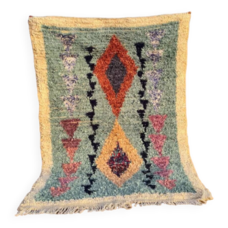 Moroccan Berber Boucherouite rug light blue