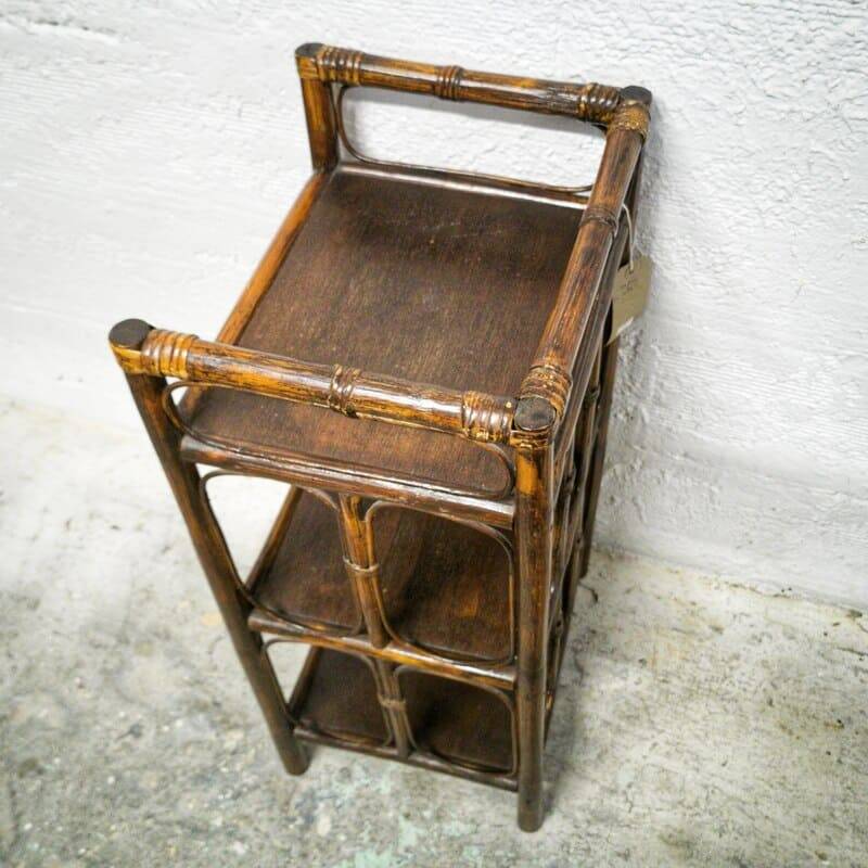 Small rattan and wood shelf