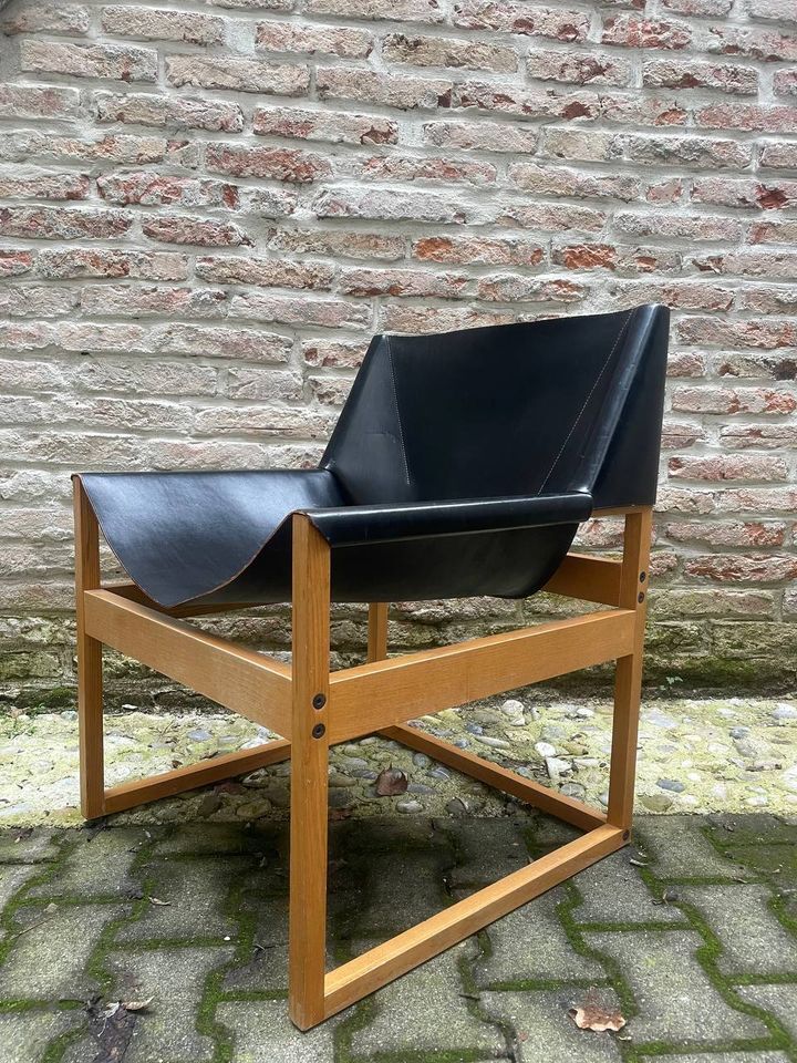 Chaise Canto en cuir sellier Rainer Schell pour Schlapp Vintage