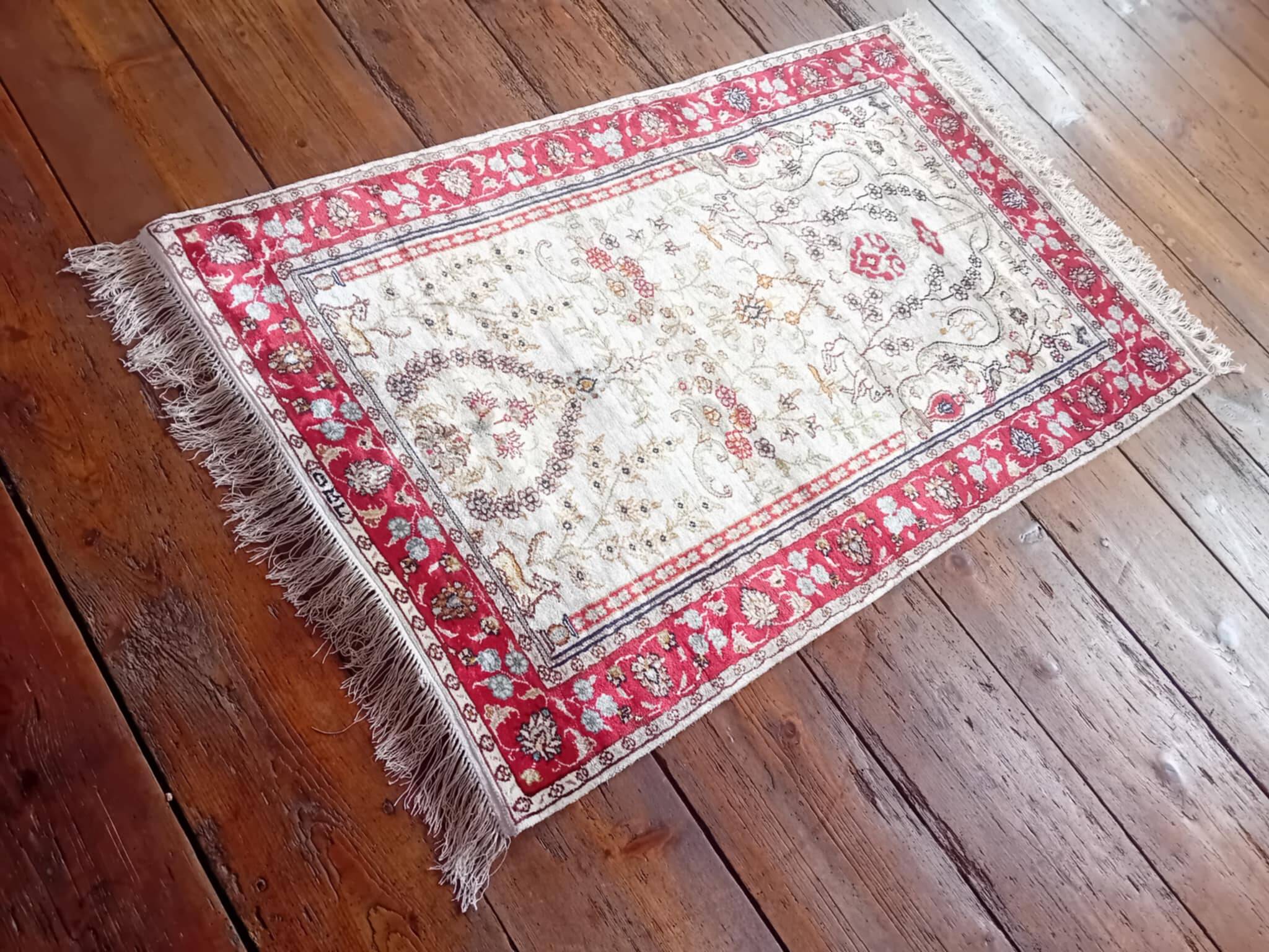 Handmade silk cashmere rug 125x76cm