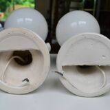 Pair of white ceramic wall lights from the 70s