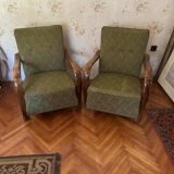 Chaises longues Art Déco avec accoudoirs en bois courbés, années 1930, lot de 2