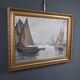Painting "Sailboats on Calm Sea", oil on canvas, signed C. Bustad – 1928