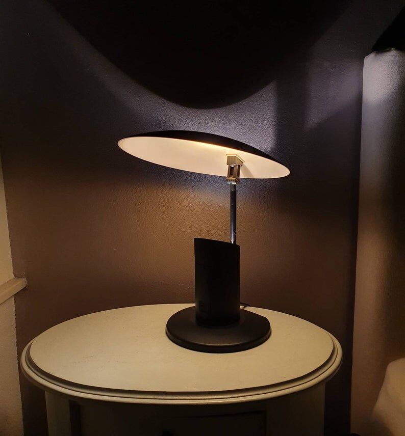 80s black yellow vintage plastic desk lamp