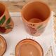 Set of 4 vintage kitchen pots in terracotta decoration daisy
