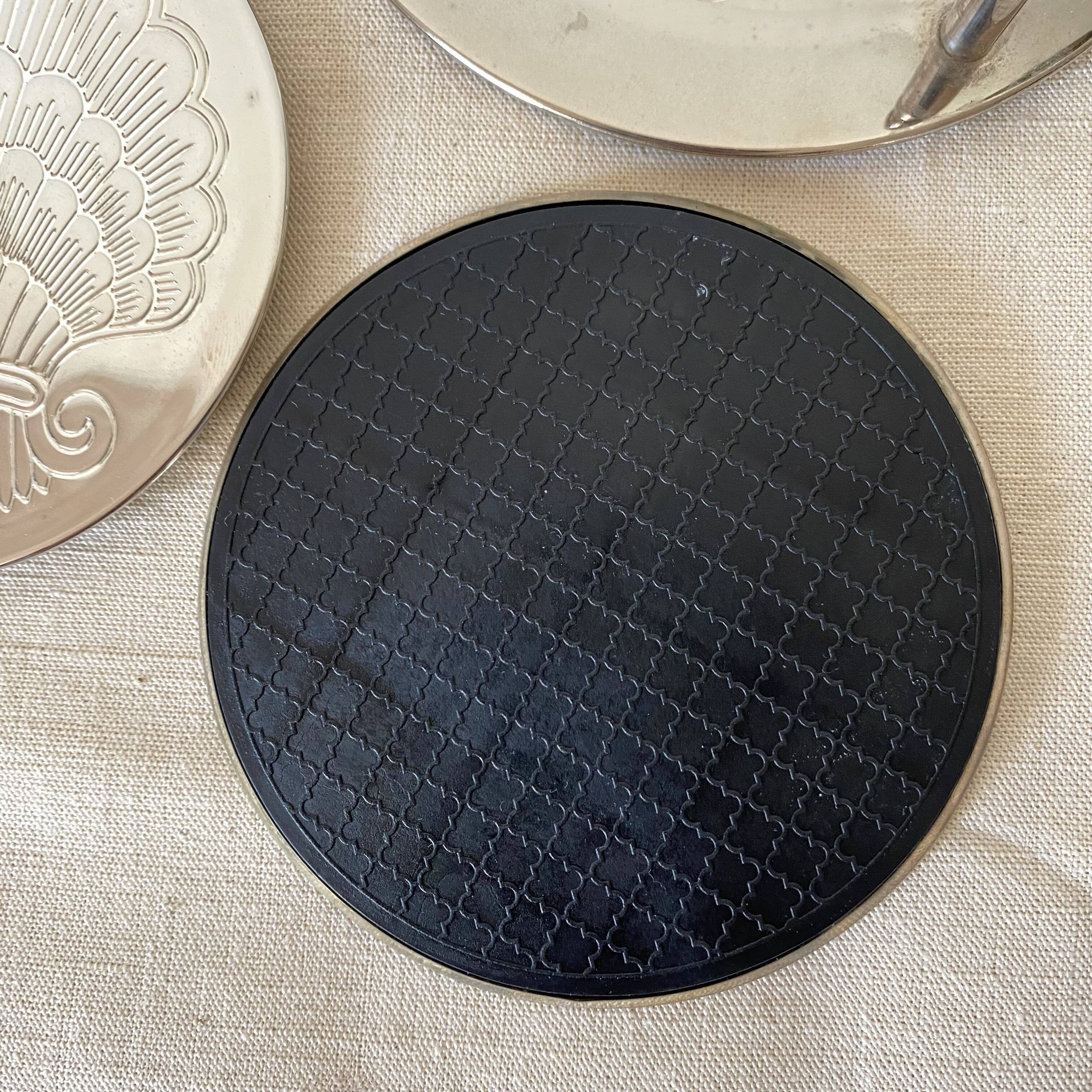 Silver coaster and holder, shell, 80s