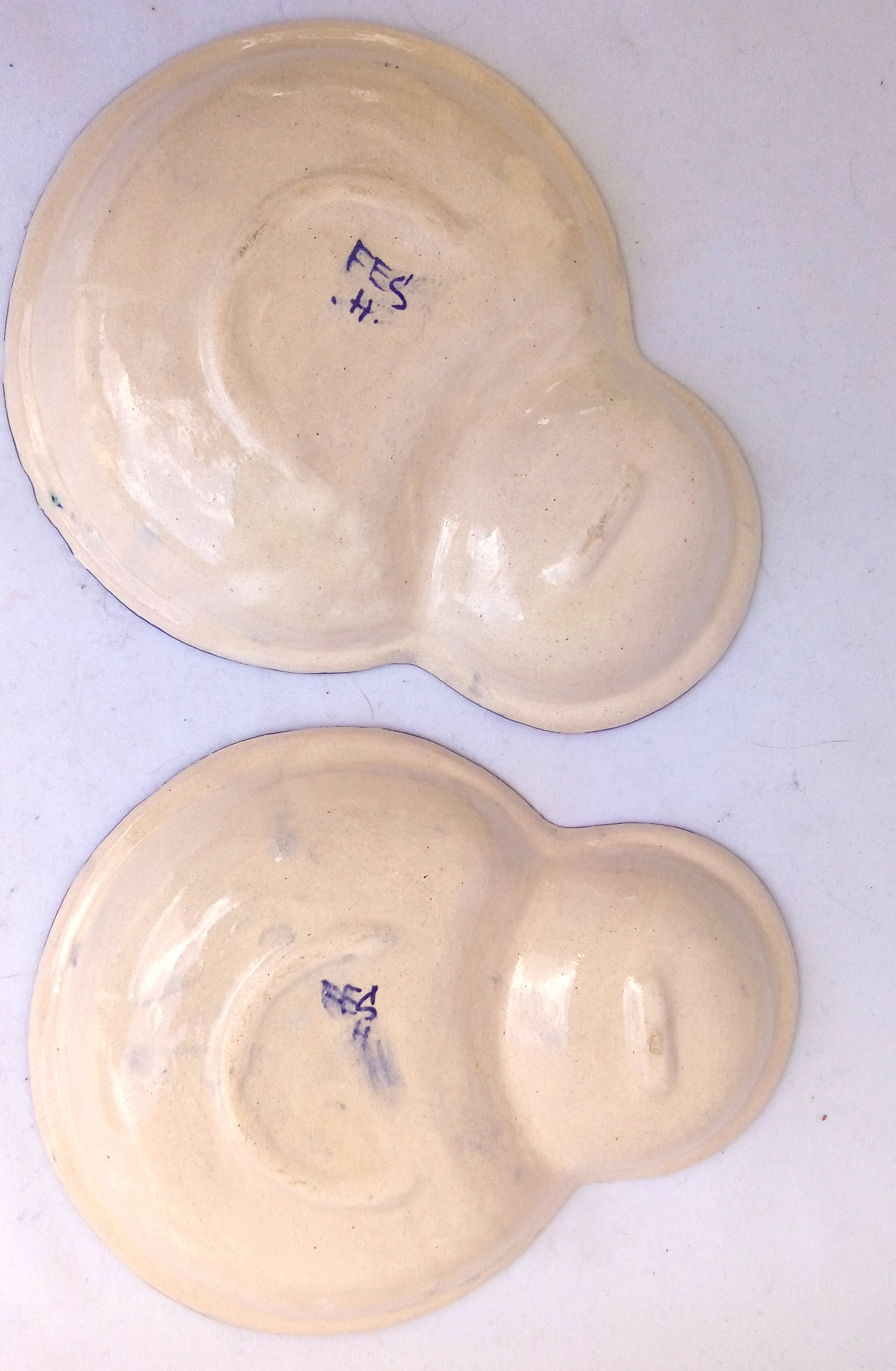 Duo of ceramic dishes from Fez in Morocco