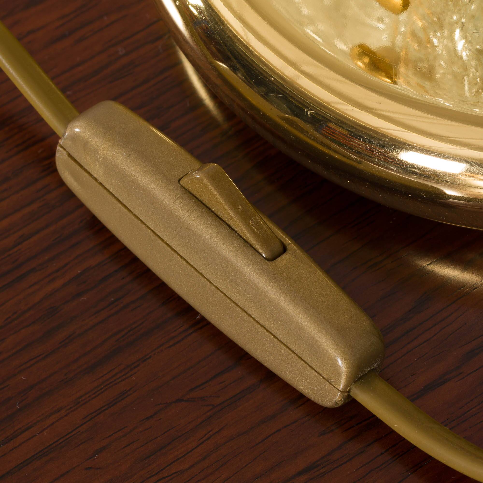 Pair of Italian brass and Murano glass leaf shaped table lamps