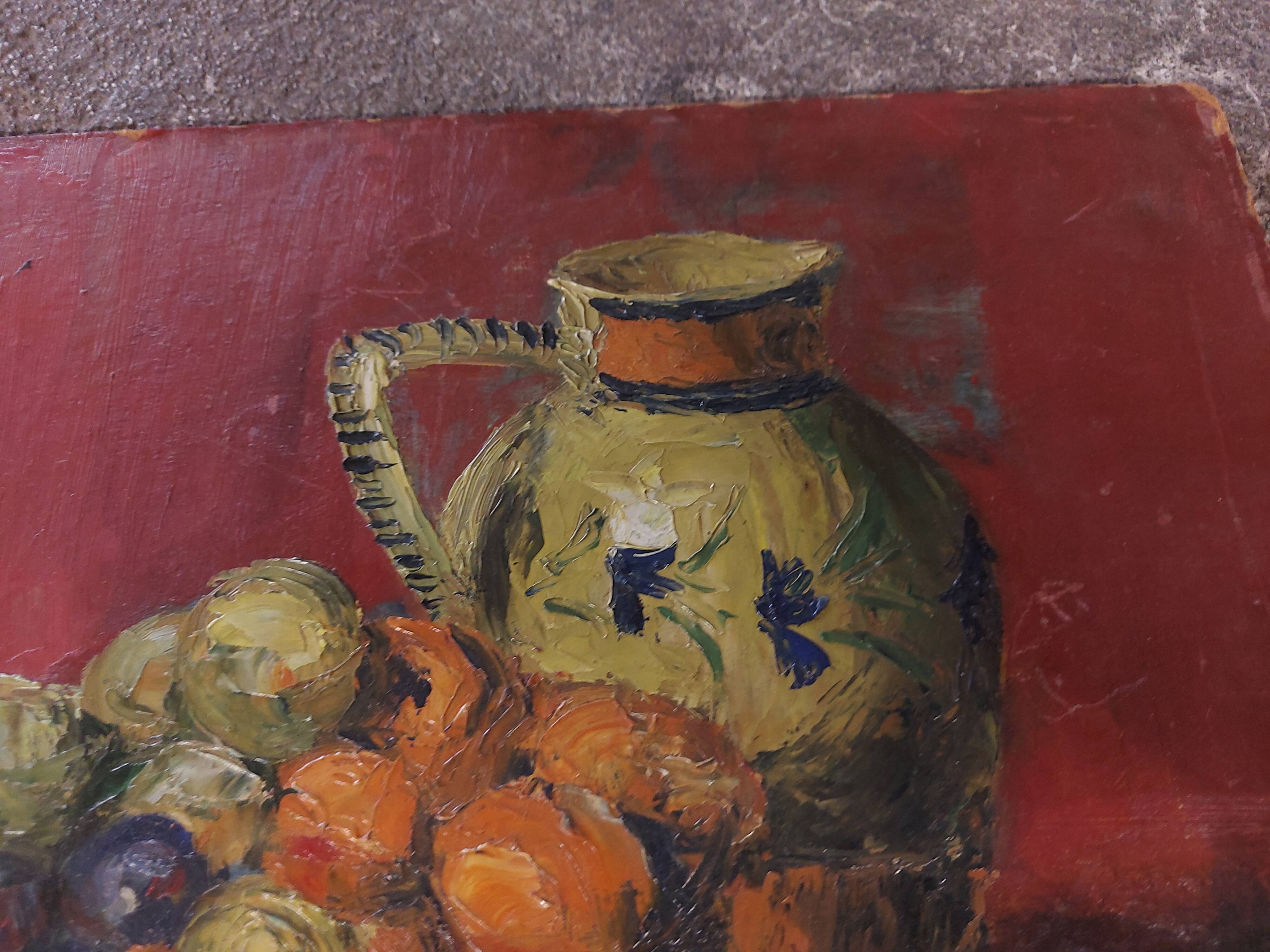 Painting, oil on panel, still life