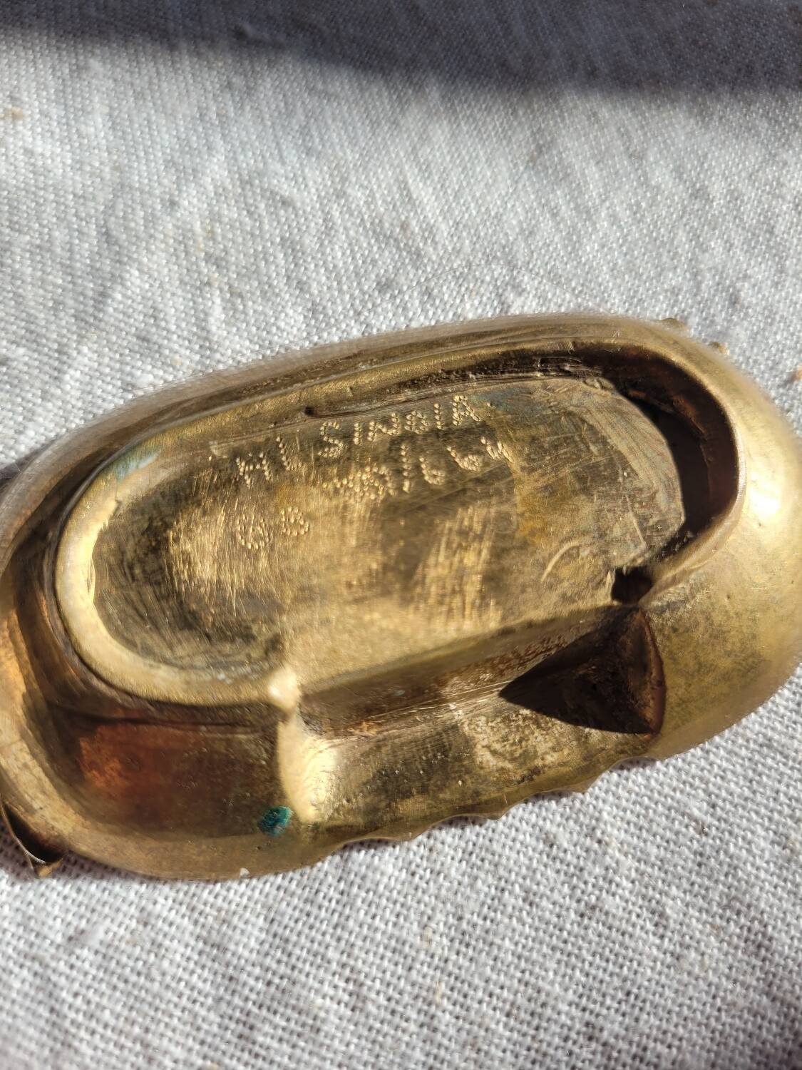 Small engraved brass ashtray