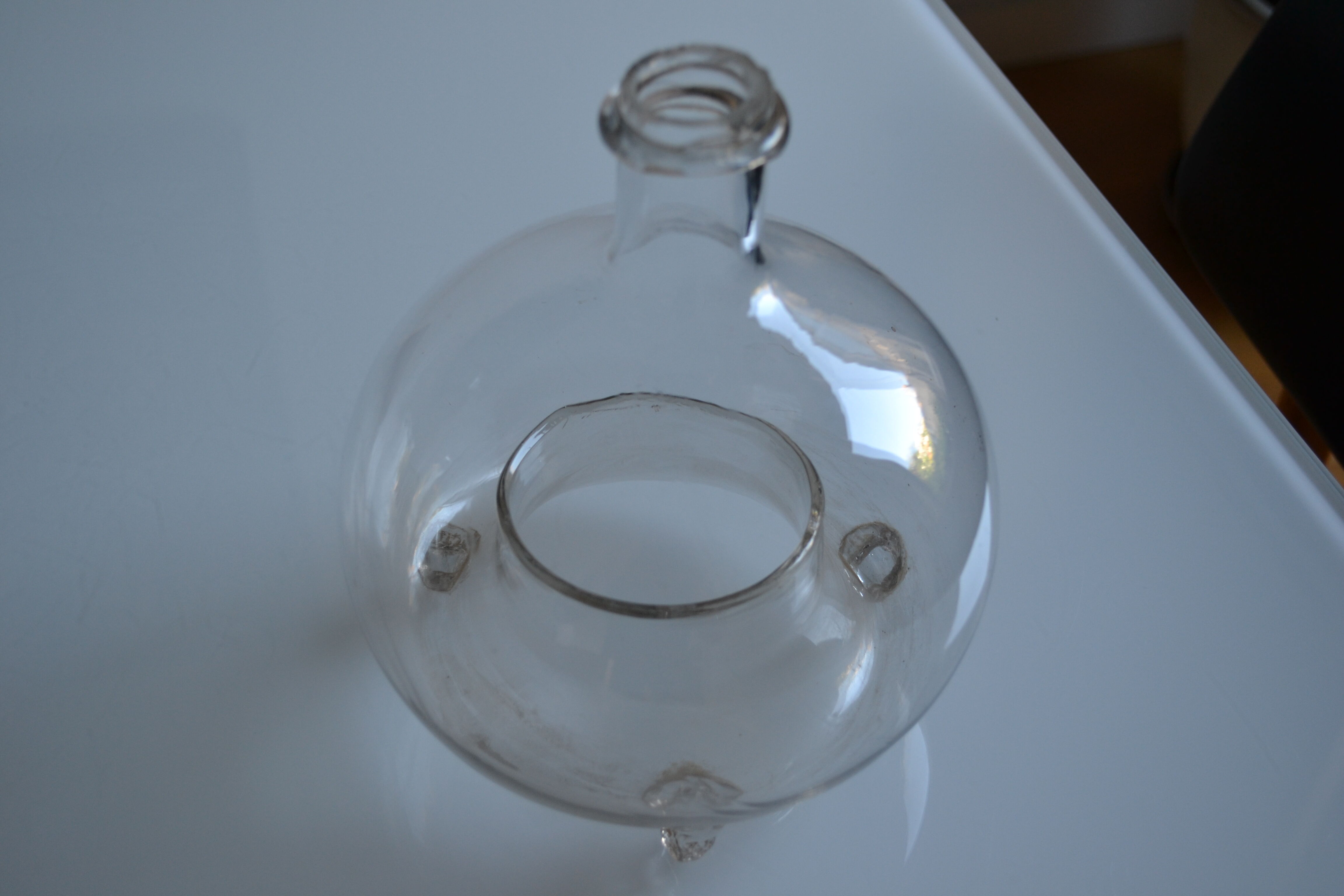 Glass trap blown 18th or 19th century