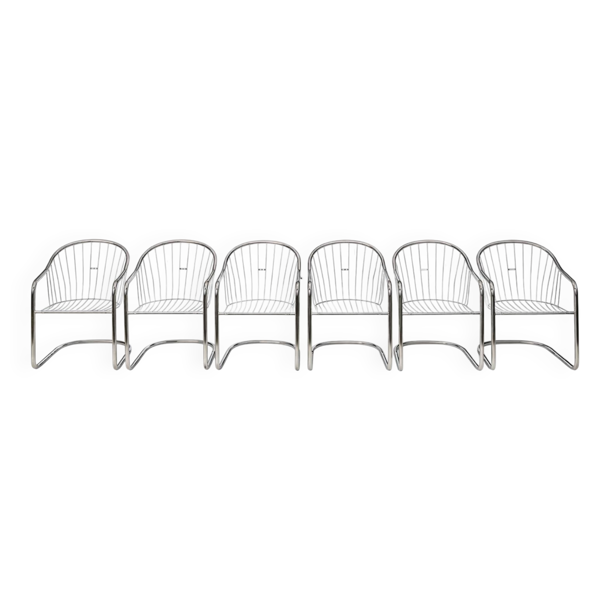 Set of 6 vintage Italian design chairs in chrome – 1970s – Gas style