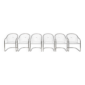 Set of 6 vintage Italian design chairs in chrome – 1970s – Gas style