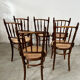 Lot 6 old vintage wooden bistro chairs brand Fischel early 20th century