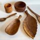 Set of vintage turned and carved wooden cups