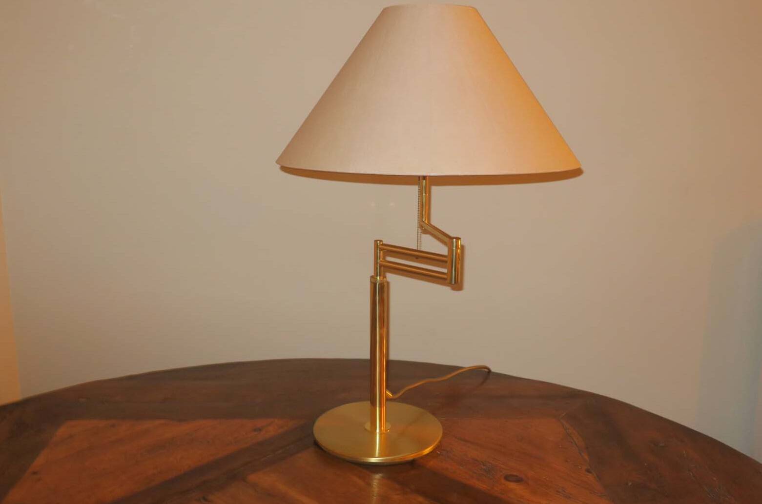 Relux Milano multi-adjustable brass table lamp, Italy 1970s