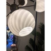 Italian Burnished Sputnik Chandelier in Milky-White Swirl Style Murano Glas
