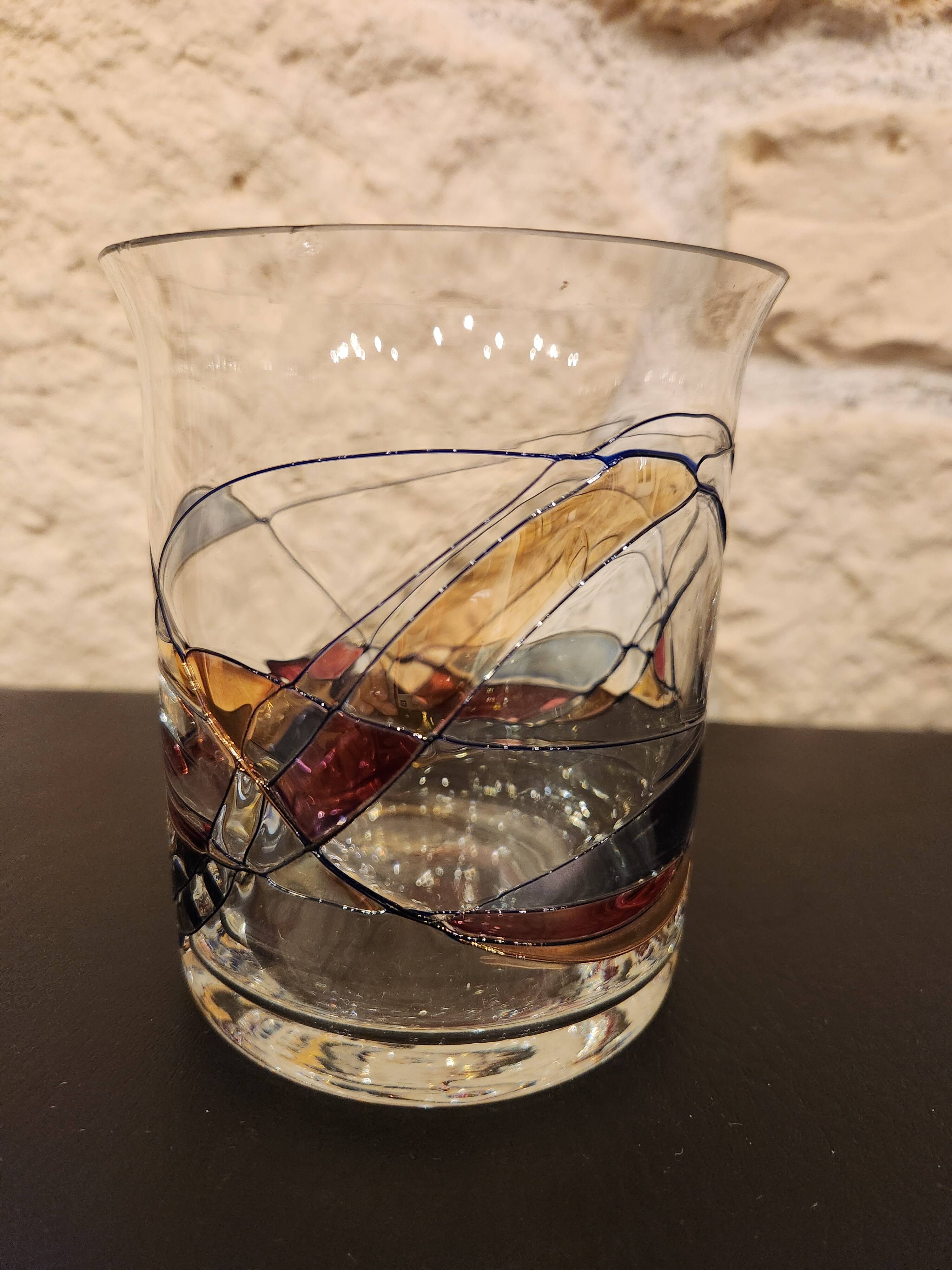 Vintage aperitif service – Cristal de Paris style – 6 glasses + carafe – Ann