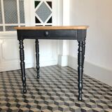 Wooden and black side table