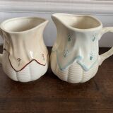 Set of 2 vintage pitchers - 1950 - Barbotine