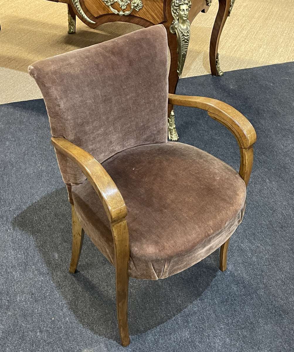 Art Deco bridge armchair in beech