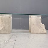 Vintage travertine coffee table Italy , 1970s