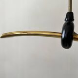Black metal and brass arc pendant light "Les Activités" by Lucien Gau, Paris 1960