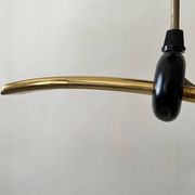 Black metal and brass arc pendant light "Les Activités" by Lucien Gau, Paris 1960