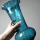 Antique turquoise art nouveau blown glass vase