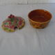 Confiturier cup pot barbotine faience of Sarreguemines strawberry decoration