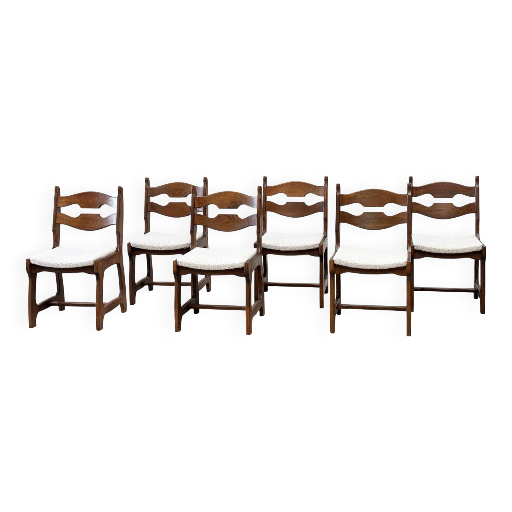 Set of six brutalist razorback dining chairs