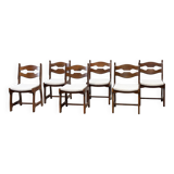 Set of six brutalist razorback dining chairs