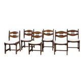 Ensemble de six chaises de salle à manger brutalistes à dossier arqué