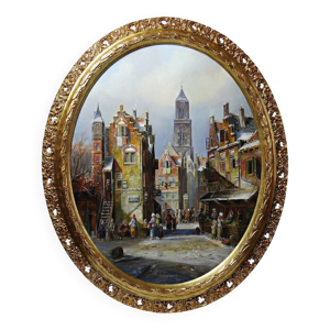 Tableau, scène urbaine,