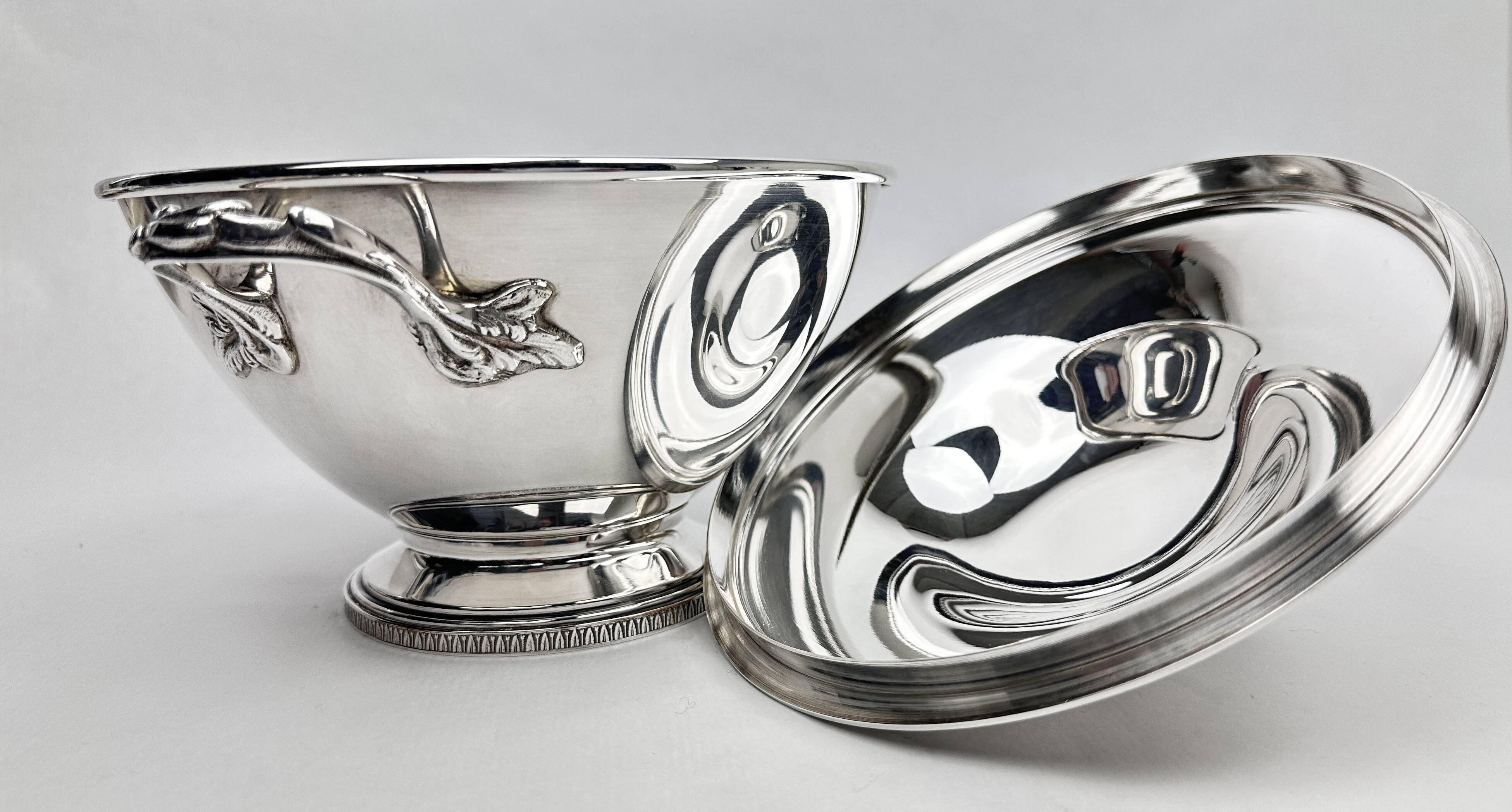 Vegetable Dish, Silver Metal Soup Tureen, Empire Style, Malmaison