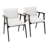 Vintage chaise longues with wooden armrests, 1950s, set of 2