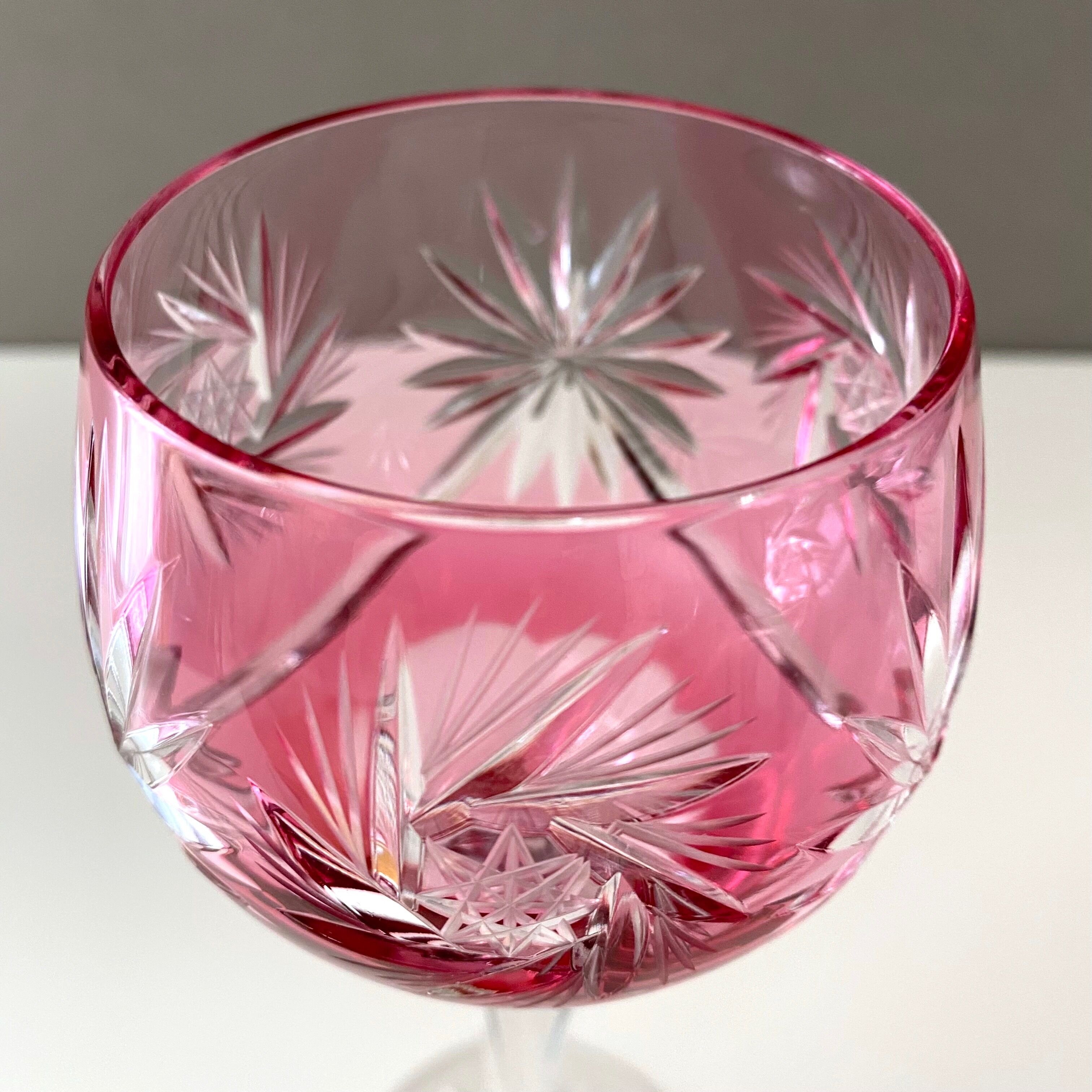Crystal glass, coloured wine glass, pink