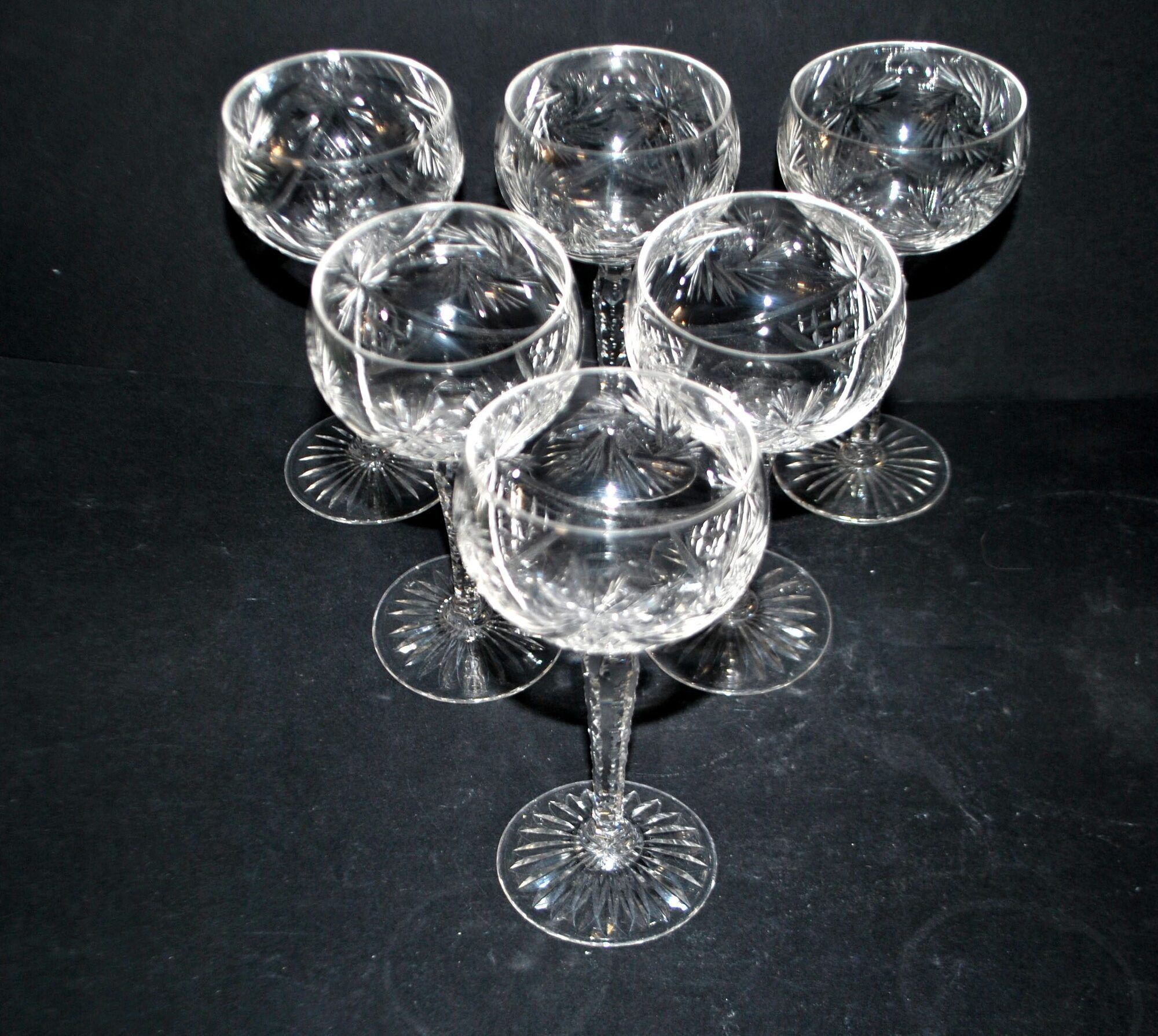 SAINT-LOUIS Balloon Wine Glass ROEMER in cut crystal star 1930 H14.5cm