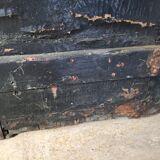 Black ancient travel trunk, 19th