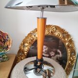 F LINE chrome and wood desk lamp