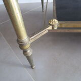 Coffee table 70's glass and brass Hollywood regency style