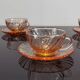 5 Rosaline Arcoroc twisted pink glass cups and saucers