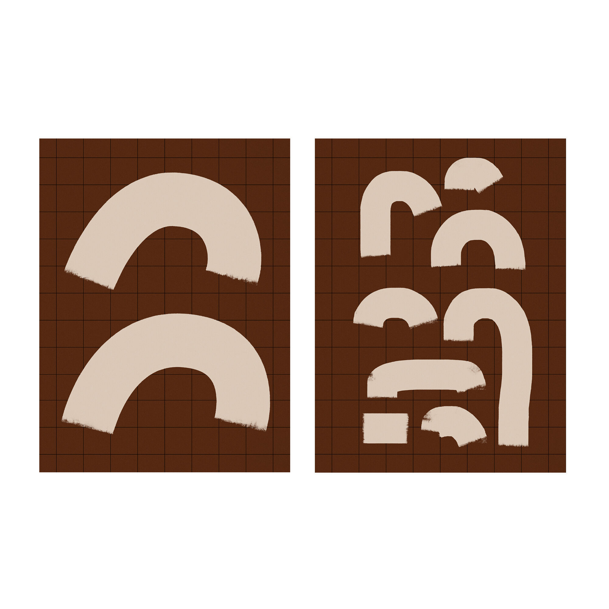 Pair of prints, abstract wall art set of two, 50x70cm