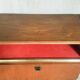 Teak bar cabinet and teak veneer, saddle leather and brass handles